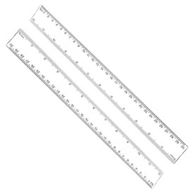 12 inches Plastic Ruler & 6 inch Straight Ruler & Plastic Measuring Tool Strong Hard Protractor Triangle Set (Clear,Pack of 5)