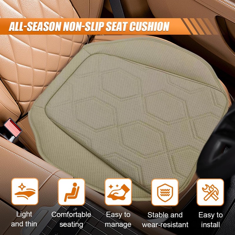 Craedli Car Seat Cushion, Breathable Leather Auto Front Seats Bottom