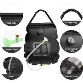 Yuragim Solar Shower Bag, Shower Camping, 20 L Solar Shower Bag, Water Bag, Camping Shower, Camping Shower, Mobile Shower with Shower Head, 45 °C, Travel Shower, Camping Water Bag, Outdoor Hiking