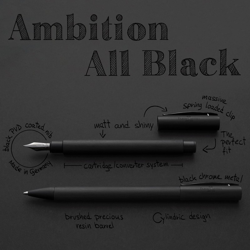 FABER-CASTELL Ambition All Black 147151 Fountain Pen Nib Width F