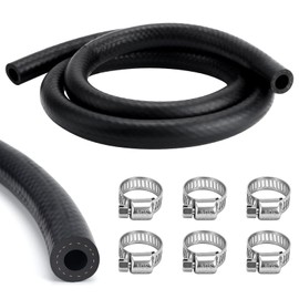 4mm Fuel Line Hose Kit, NBR Rubber Fuel Pipe Set, 1 Meter Diesel Heater Fuel Pipe with Stainless Steel Hose Clamps, Replacement Upgrade Kit for Lawnmower, Tractor, Car, Truck, Small Engine (4mm)