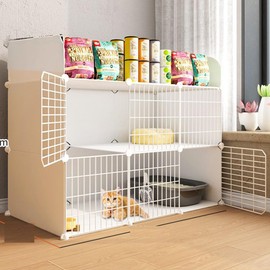 Cat Cage Indoor DIY Cat Playpen Detachable Metal Wire Kennels Cat Cage Indoor Cat Enclosures DIY Cat Playpen Metal Kennel (2 Tier)