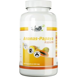 Health+ Pineapple Papaya Capsules - 120 Enzyme Capsules with Natural Digestive Enzymes from Bromelain and Papain, Made in Germany