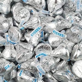 HersheyKisses Milk Chocolate Candy, 3.5 lbs Approx 330 Pieces Solid Milk Chocolate Kisses in Silver Foil Wrap, Bulk Bag