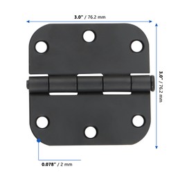 MANCHAP 2 Pair 3 Inch Black Ball Bearing Door Hinges, 76 x 76mm Black Butt Hinges for Internal Door, Timber Door, Shed Door