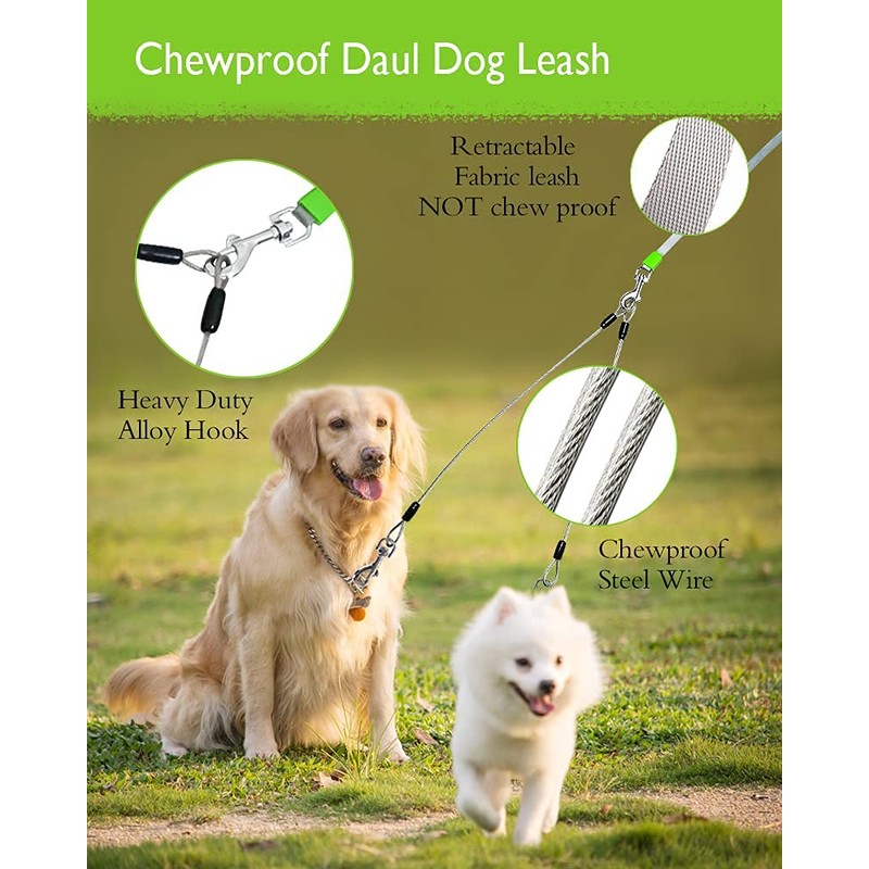 Chew Proof Retractable Dog Leash with 2 Heavy Duty Anti-Chewing