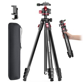 CAMBOFOTO 68" Lightweight Travel Camera Tripod with Ball Head, Compact Aluminum Tripod for DSLR/SLR, Compatible with Canon, Nikon, Binoculars, Telescope (Supports 8.8 lbs, Weighs 2.62 lbs)