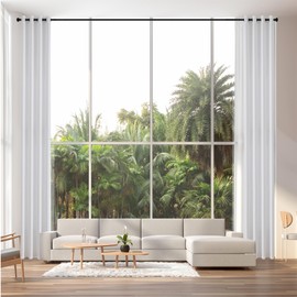 Qiseca White Curtains for Living Room Semi Sheer Extra Long Linen Drapes 52x240 Inches Custom Made for Tall Ceiling to Floor Window 2 Story Curtain (20ft) 1 Panel