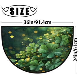 POFATO Four-Leaf Clover Plant Half Round Door Mat Non-Slip Doormat Outdoor Welcome Entrance Absorbent Washable Indoor Outdoor Dront Door Mat Half Circle Rugs Floor Entry Home Decor 36x24 inch