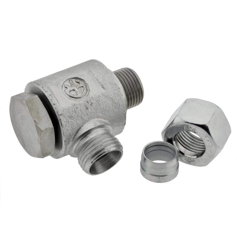 Angle Swivel Fitting 15 L M 18 x 1.5 Galvanised