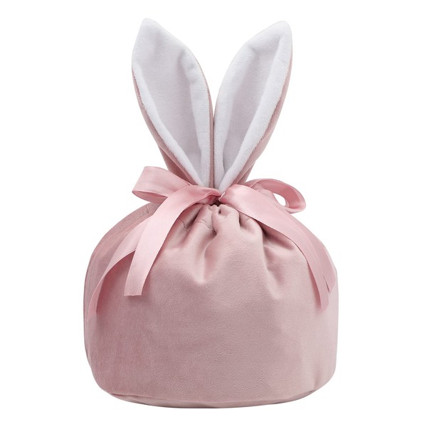 EMBRUNIOICE Easter Candy Gift Bags for Baby,Velvet Bunny Easter Treat Bags,Easter Egg Hunt Bags,Easter Drawstring Goodie Gift Bags for Baby Party Supplies（Pink）