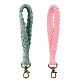 Aoksunova Pack of 2 Key Rings Macrame Bracelet Lanyard Women Key Chain Short Boho Lanyard