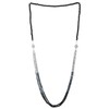 COOLSTEELANDBEYOND Necklaces Multi Strands Black Silver Crystal Beads Chain Magnetic