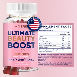 Moerie Hair Skin and Nails Gummies for Women & Men - Faster Hair Growth, Stronger Nails, Healthy Skin, Triple Set