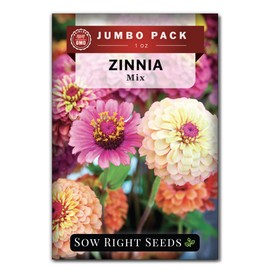 Sow Right Seeds - Bulk Mixed Zinnia Seeds for Planting - 1 Ounce, 4300 Seeds - Non-GMO Heirloom Jumbo Pack to Grow in Your Flower Garden - Abundant Amount of Beautiful Cut and Come Again Flowers