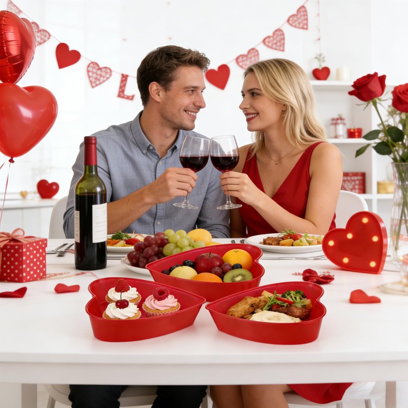 50Pcs Valentine's Day Heart Shaped Container Box, Reusable 16.9 Oz