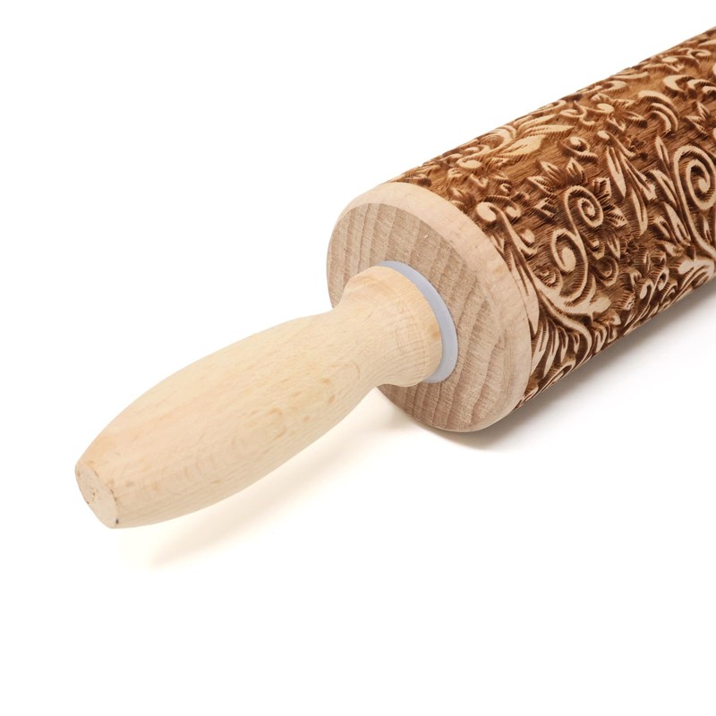yueton 1 Pack Wooden Embossed Rolling Pins Engraved Embossing Rolling