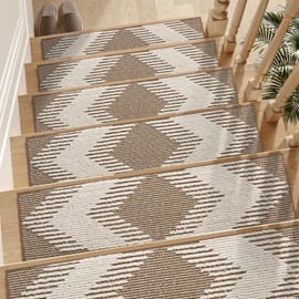 SIXHOME Stair Carpet Treads Stickers Non Slip Stair Treads 3D Peel Stair Stickers for Kids Elders and Dogs Beige 20x76cm (1-Pack)