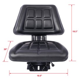 Donext Universal Tractor Seat Replacement, Compact High Back Mower Seat, Universal Tractor Seat, Black
