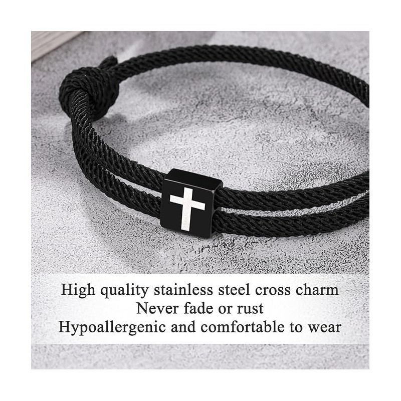 Cross Braided Rope Bracelet for Men Boys, Graduation Easter Christian