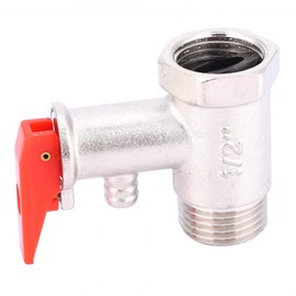 Pressure Relief Valve, Safety Valve, 1Pc Safety Valve Water Heater Pressure Relief Check Brass Nickel Plated 0.9MPa G1/2in