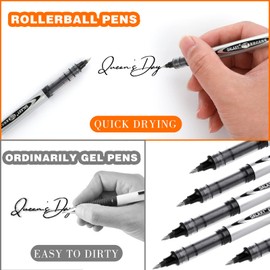 Cobee Rollerball Gel Ink Pen, 6 Pieces 0.5mm Rolling Ball Pens Black Ink Quick Dry Pen Liquid Ink Fine Point Pens Ballpoint Pen Smooth Writing Pens Office Stationary Supplies