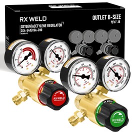 RX WELD Oxygen and Acetylene Regulators, CGA540 and CGA200, Compatible with V-Style Welding Gas Torch Cutting - PC Handle