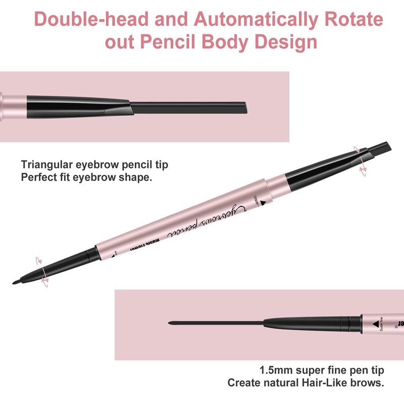 TurritopsisD Eyebrow Pencil, Brow Pen Dual-ends Thick & Fine Tip