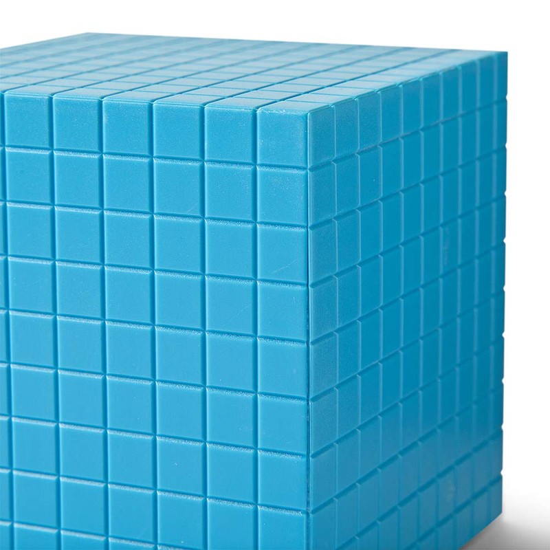hand2mind Blue Plastic Base Ten Blocks Cube, Place Value Blocks,