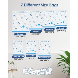 Vacuum Storage Bags for Travel, Combo 16 Pack Travel Vacuum Sealed Bags with 1500mAh Portable Rechargeable Electric Pump for Clothes, Pillows, Comforters, Travel Luggage, Backpack, Travel Essentials