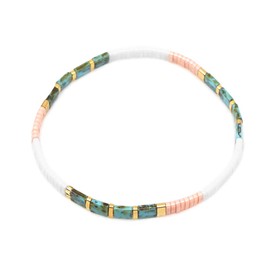 ZEBRAGO Tile Bracelet Multicolor Bohemian Style Japan Miyuki bead Elastic Bracelet for Women