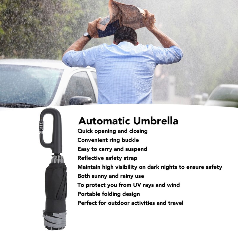 Automatic Umbrella Reflective Safety Strip Ring Buckle Umbrella Windproof Portable