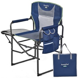 SUNNYFEEL Oversized Camping Directors Chair, Portable Folding Lawn Chairs for Adults Heavy Duty with Side Table,Pocket for Beach, Fishing,Picnic,Concert,Tailgating, Outdoor Foldable Camp Chair