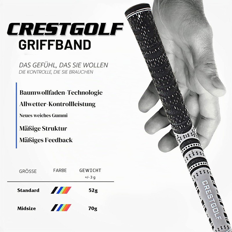 KOFULL Midsize Golf Grips, Golf Club Grips Golf Grips (Gris