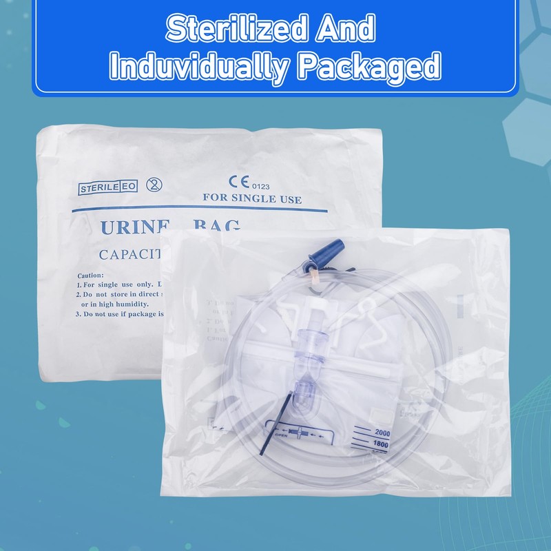 DOKIBI Catheter Bags, 2000ml Urine Bags for Men, Urinary Drainage