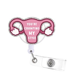 Generic Badge Reel Retractable Uterus Ovaries Badge Holder Acrylic Badge Accessory for Ovary OB Pediatric Gynecology Nursing Labor & Delivery Midwife Medical Worker