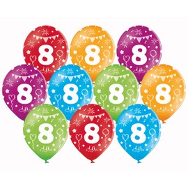 Libetui 10 Strong Coloured Balloons, 30 cm, Decoration for a Children’s Birthday Party with Birthday Number Print