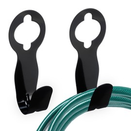 Relaxdays Hose Holder, Set of 2, for 30 m Hose, Hose Holder for Tap and Wall, HBT 23 x 9 x 9 cm, Black