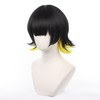 Servelove Character Cosplay wig for Anime Black Yellow short Unisex