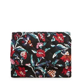 Vera Bradley Women's Cotton Riley Compact Wallet With Rfid Protection, Perennials Noir, One Size