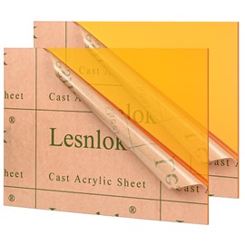 Lesnlok Orange Acrylic Sheets 1/8 inch Thick 3mm 2 Pack 12 x 16 Clear Plexiglass Sheets,for Sign,Craft,Painting,Laser Cutting,DIY Display Projects… (12"x 16", Orange, 2)
