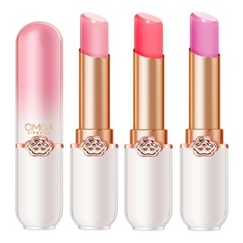 3 Pieces Lip Balm, Clear Colour Temperature Changing Lipstick Set, Long-Lasting Moisturising Lipstick Women Lip Care, Natural Lip Protection, Lip Repair (A)
