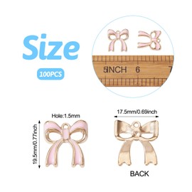 100 Pcs Pink Bowknot Charms for Jewelry Making Enamel Bowknot Charms Mini Cute Bow Charm Pendants for Bracelet Necklace DIY Crafts Valentine's Day Wedding Favors Keychain Supplies