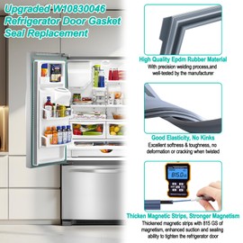 Upgraded W10830046 Refrigerator Door Gasket Replacement Compatible with Whirlpool Jenn Air Ken-more Kitchen-Aid Refrigerator Fresh Food Door Gasket Seal Replace Part W10443241, 4502677, AP6048305