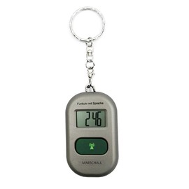 Marschall Key Fob Talking Radio-Controlled Clock I 1117M I Silver I Extra Loud Voice Output I Large LCD Display I Perfect for Seniors, Blind and Dementia Sufferers