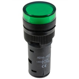 Green 16mm LED Pilot Indicator Light Panel Mount 230V