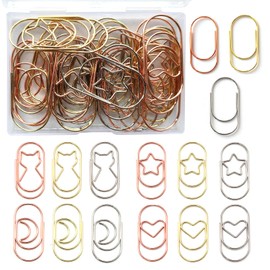 5WYOUKE Zem Clips, Paper Clips, Cute, Cats, Hearts, Moons, Stars, Bookmarks, Metal, For Document Organizer, Invitations, Sticky Notes, Letters, Memo Pads, Stationery, Office Supplies, Assorted Colors,