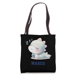 Marco Baby Sleeping Dino Baby Boy Name Tote Bag