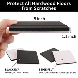 Ezprotekt 5" Square Felt Furniture Movers Sliders for Hardwood Floors, 8 Pcs Reusable Felt Furniture Moving Pads for Heavy Duty Bed Sofa Fridge Couch, Move Item Easily and Quickly (Beige)