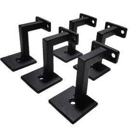 Langdoly Square Handrail Brackets for Staircase Stair Railing Brackets with Screws (Pack of 5) (Textured Black)